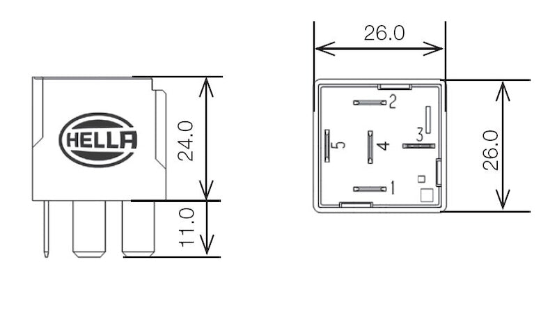Hella Relay 24V 10/20A Spdt Res 007903007 007903007 Technical Drawing