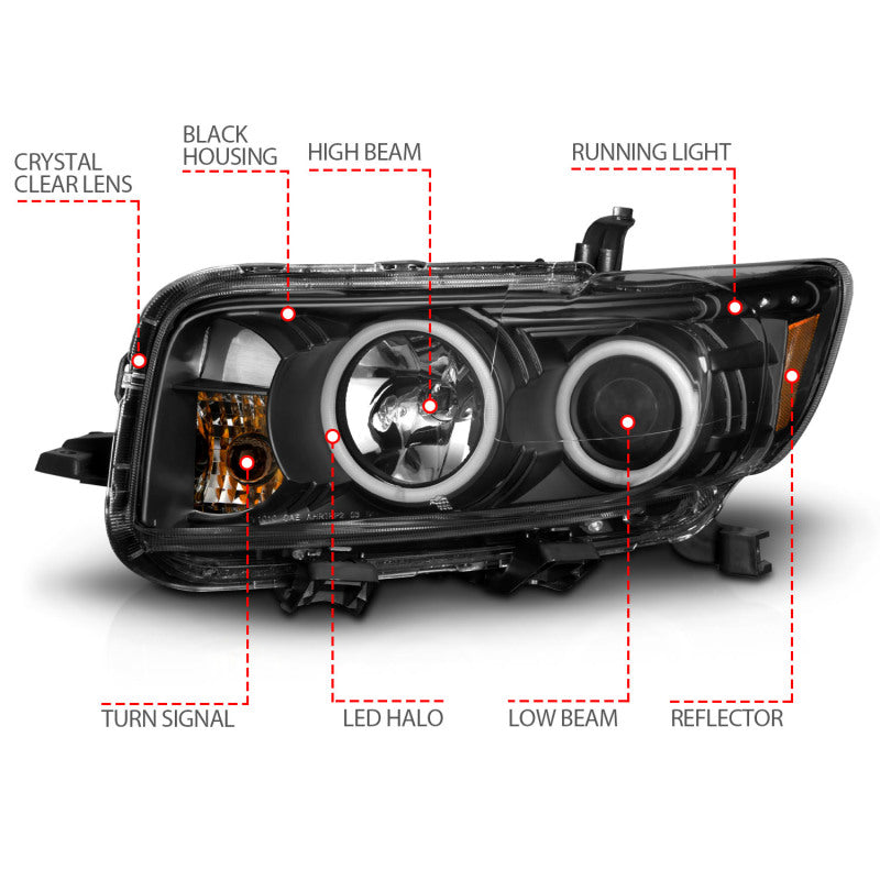 Anzo 2008-2010 Scion Xb Projector Headlights w/ Halo Black 121280 User 4