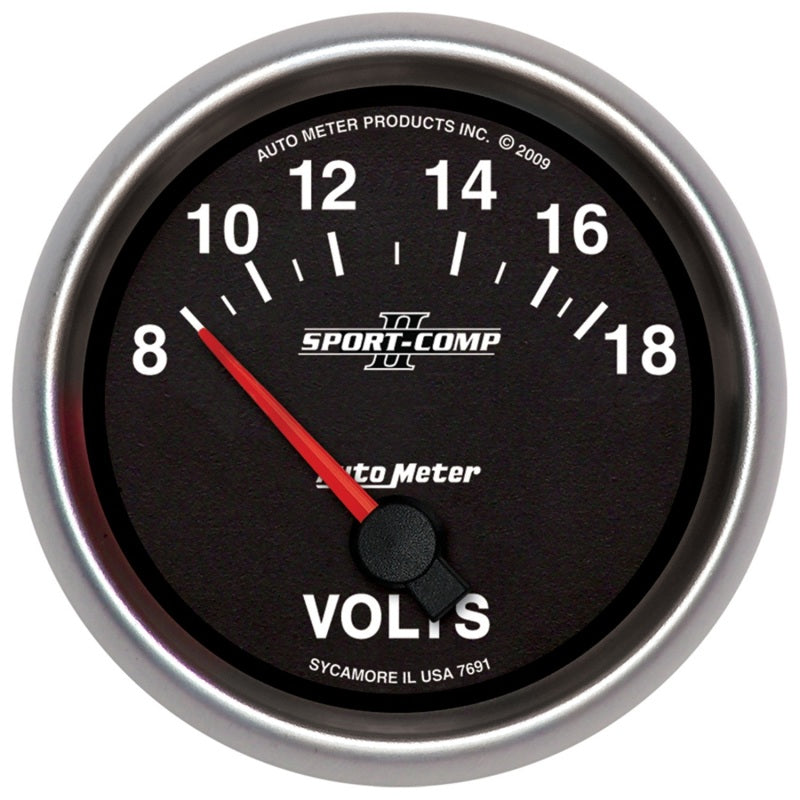 Autometer Gauge, Voltmeter, 2 5/8", 18V, Electric, Sport-Comp II 7691 Photo - Primary