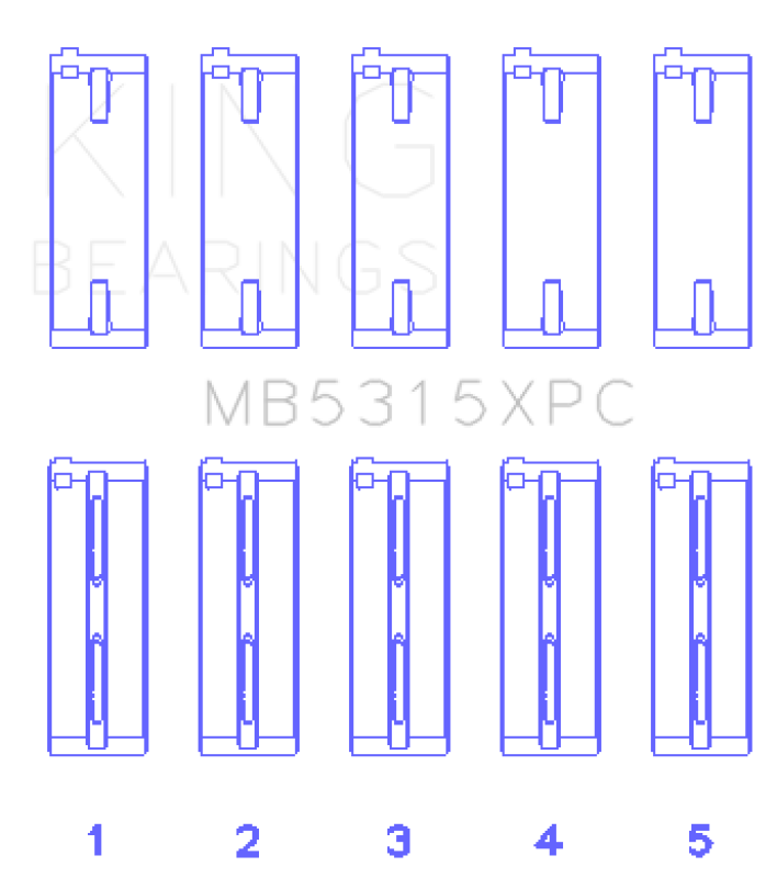 King Engine Bearings King 1992+ Mitsubishi 4G63/4G64 EVO I-IV (Size 0.5) Coated Performance Main Bearing Set MB5315XPC0.5 MB5315XPC0.5 Photo - Primary
