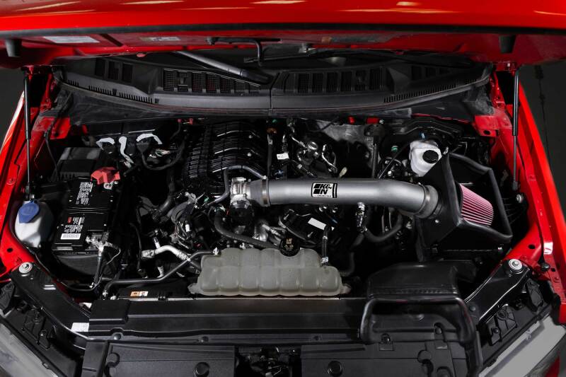 K&N Engineering K&N 18-24 Ford F150 3.3L V6 Performance Air Intake System w/ Red Air Filter 77-2619KC 77-2619KC Photo - Mounted