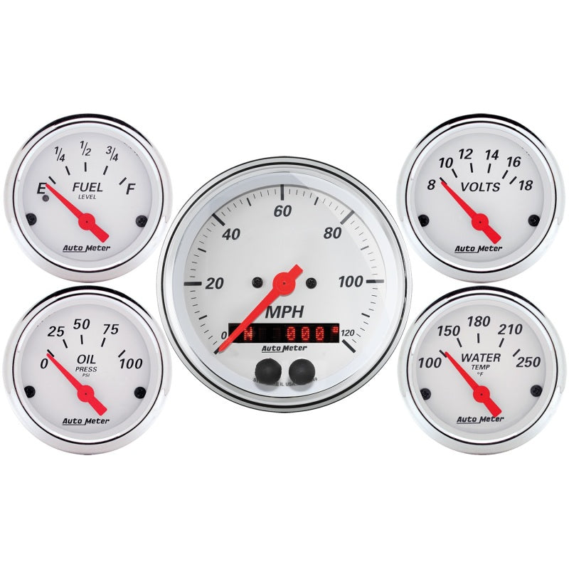 Autometer Gauge Kit, 5 Pc., 3 3/8" & 2 1/16", Gps Speedometer, Arctic White 1350 Photo - Primary