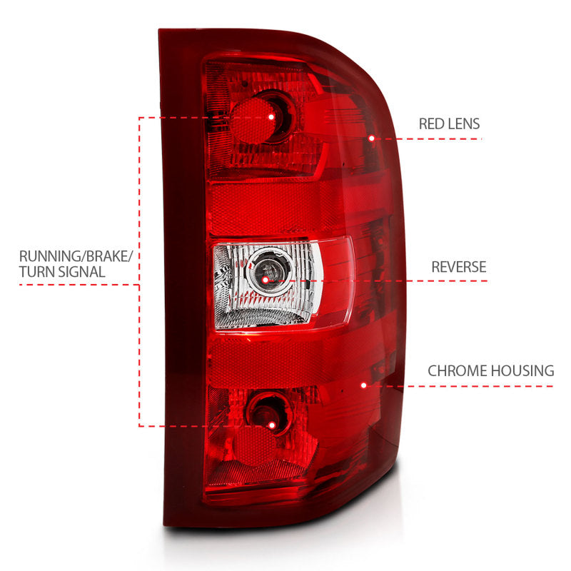 ANZO 2007-2013 Chevy Silverado Taillight Red/Clear Lens (OE Replacement) 311303 311303 Photo - Unmounted