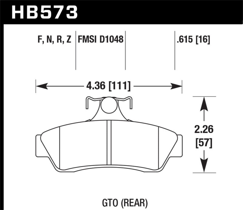 Hawk 04-06 Pontaic GTO HPS 5.0 Rear Brake Pads HB573B.615 HB573B.615 Photo - Primary