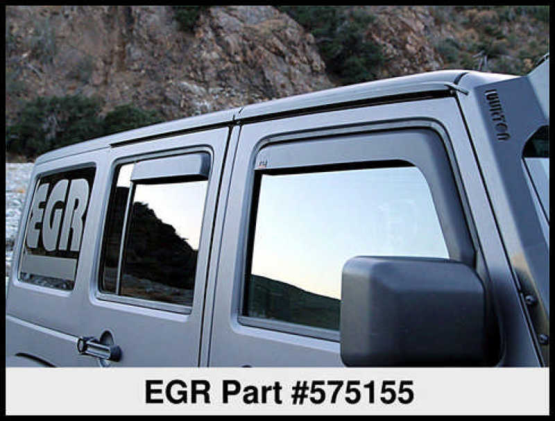 EGR 07-13 Jeep Wrangler JK In-Channel Window Visors - Set of 4 - Matte (575155) 575155 575155 Thumbnail