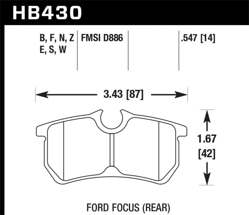 Hawk 00-07 Ford Focus HPS 5.0 Rear Street Brake Pads HB430B.547 Photo - Primary