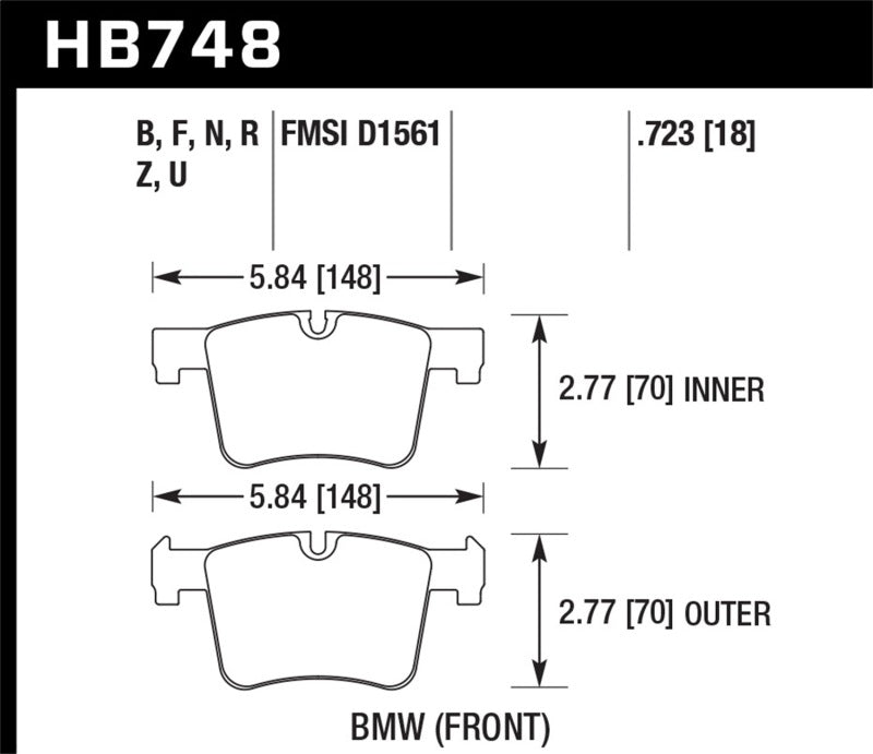 Hawk DTC-70 BMW (Front) Motorsports Brake Pad HB748U.723 Photo - Primary