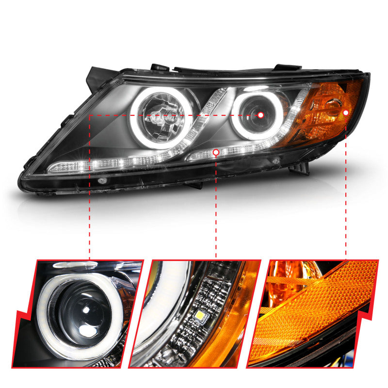 Anzo 2011-2013 Kia Optima Projector Headlights w/ Halo Black (CCFL) 121460 User 3