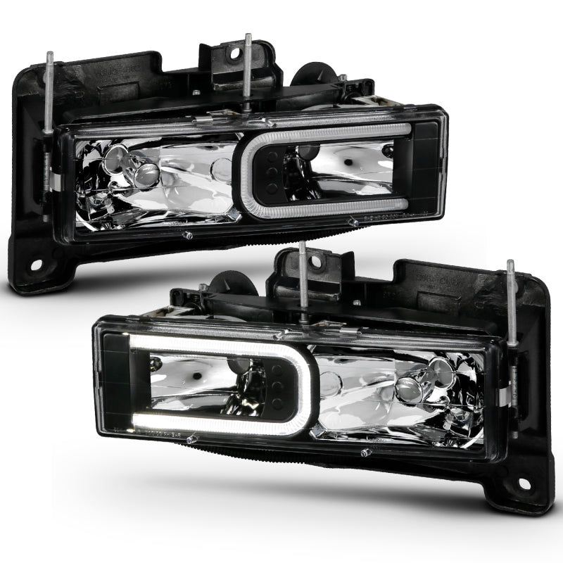 ANZO 1999-2000 Cadillac Escalade Crystal Headlights Light Bar Black Housing (Pair) 111498 111498 Photo - Unmounted