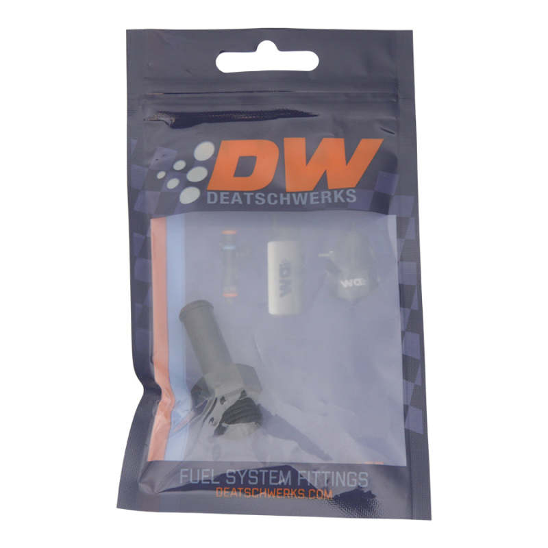 DeatschWerks 6AN ORB Male to 3/8in Male Barb Fitting (Incl O-Ring) - Anodized Matte Black 6-02-0504-B 6-02-0504-B Photo - lifestyle view