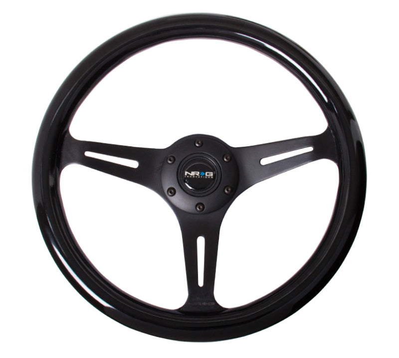 NRG Classic Wood Grain Steering Wheel (350mm) Black Paint Grip w/Black 3-Spoke Center ST-015BK-BK ST-015BK-BK Photo - Primary