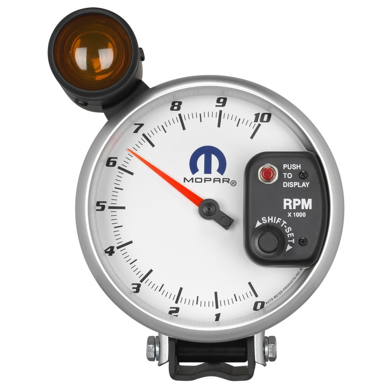 AutoMeter Gauge Tachometer 5in. 10K RPM Pedestal W/ Ext. Shift-Lite White Mopar 880248 880248 Photo - Primary