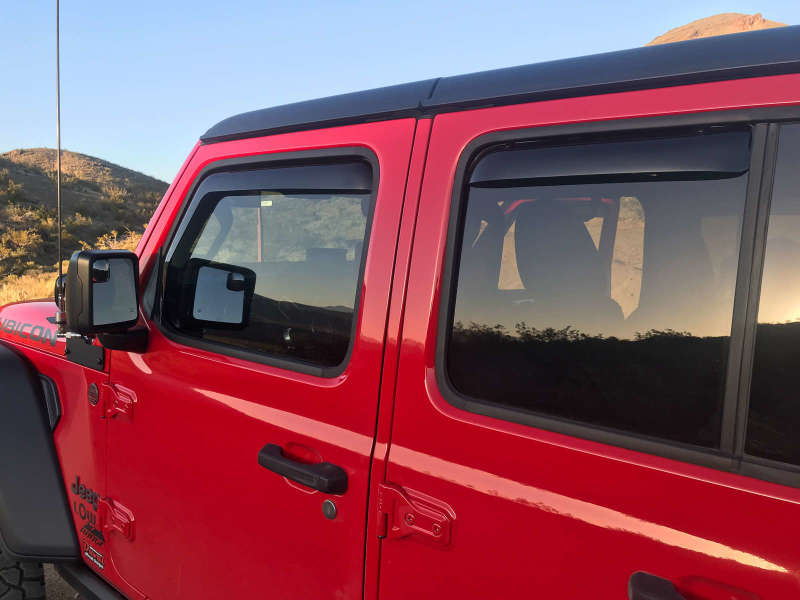 EGR 2018 jeep Wrangler JL SlimLine In-Channel WindowVisors Set of 4 - Dark Smoke 575251 575251 Photo - Mounted