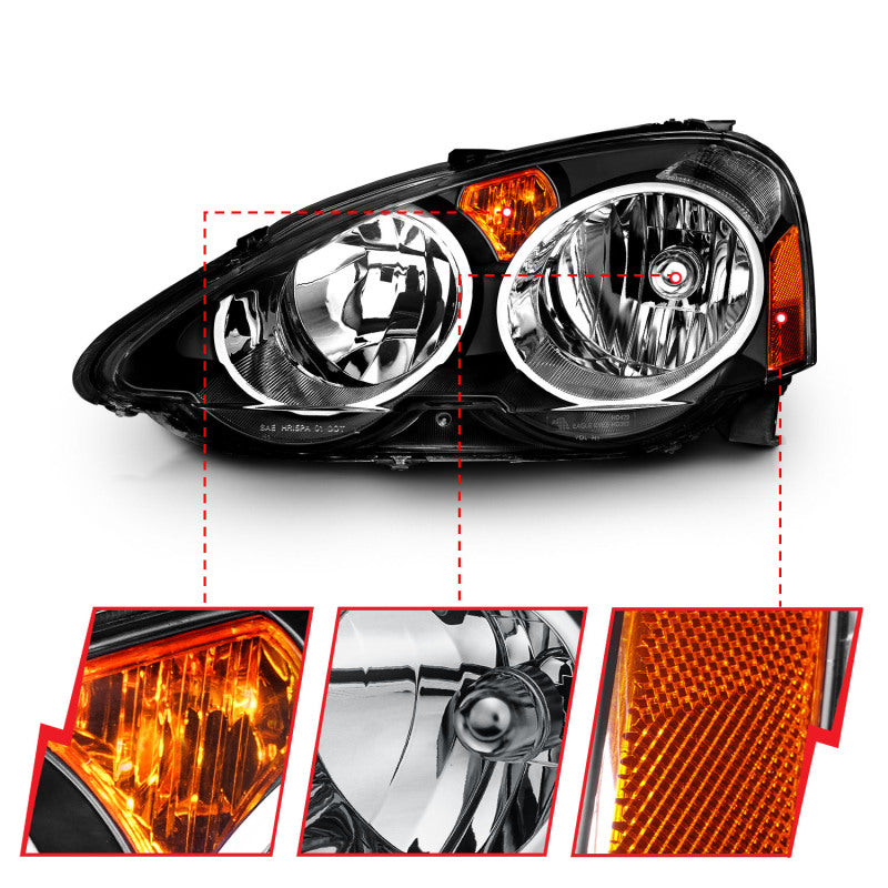Anzo 2002-2004 Acura Rsx Crystal Headlights Black 121209 Photo - Close Up