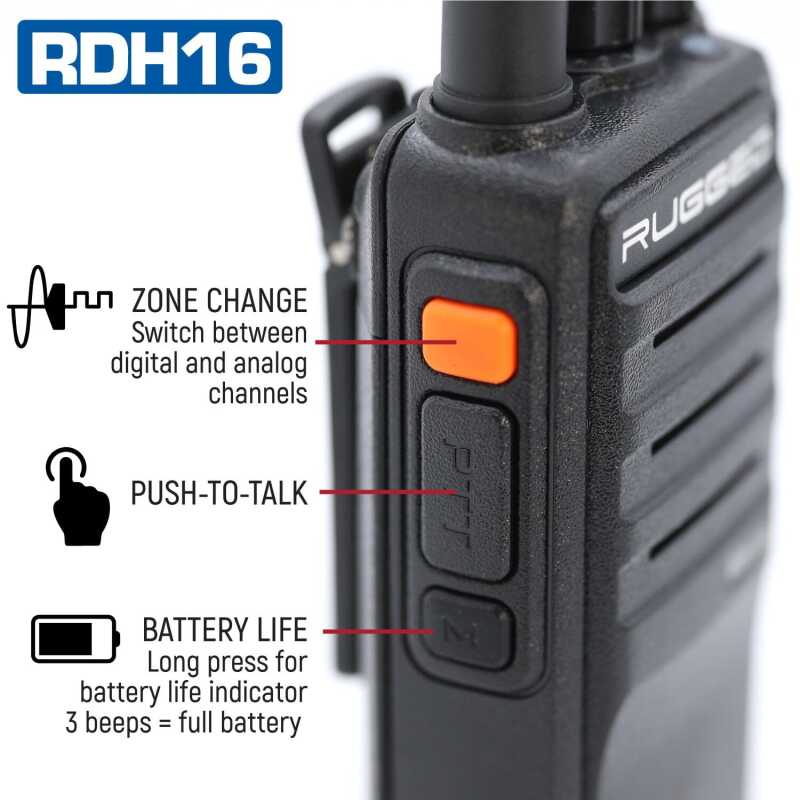 Rugged Radios Rugged RDH16 - Business Band Two Way Handheld Radio - Digital and Analog VHF / Black RDH16-V RDH16-V Photo - Primary