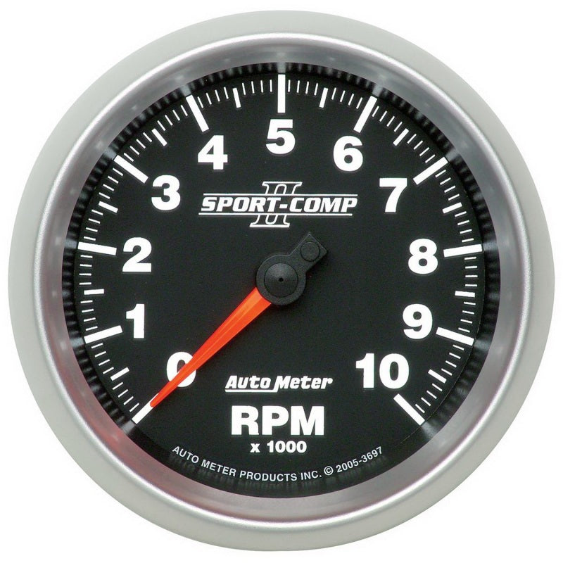 Autometer Gauge, Tachometer, 3 3/8", 10k Rpm, In-Dash, Sport-Comp II 3697 Photo - Primary