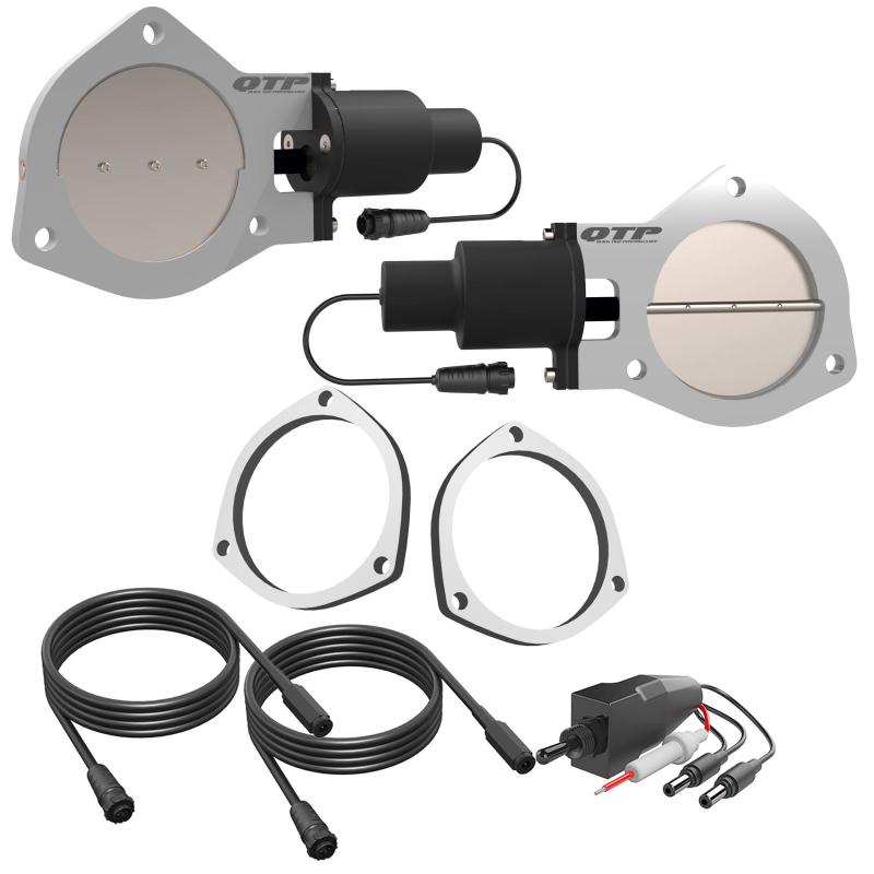 QTP 4in Bolt-On QTEC Dual Electric Cutout Valves w/Flanges - Pair QTEC80F QTEC80F Photo - Primary