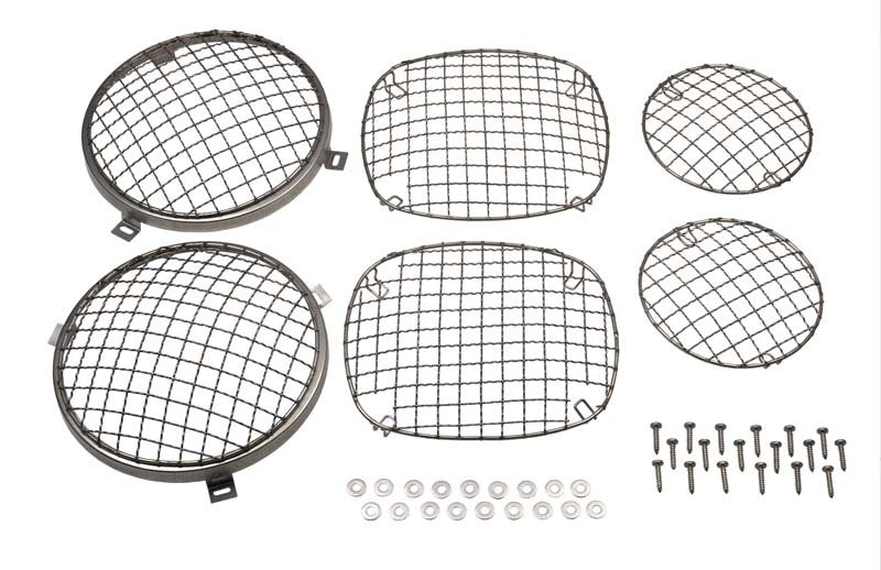 Kentrol 76-86 Jeep Wire Mesh Guard Set 6 Pieces CJ - Polished Silver 30465 30465 Photo - Primary