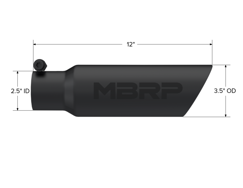 MBRP Universal Tip 3.5 O.D. Dual Wall Angled 2.5 inlet 12 length T5106BLK Photo - Close Up