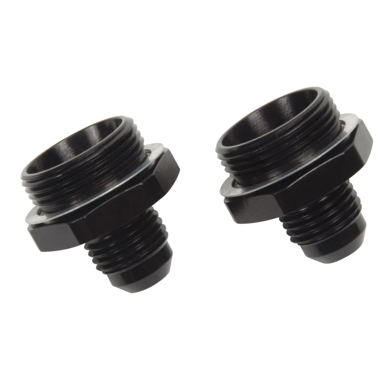 Russell -6 AN Holley Dual Feed Carb Adapter Fitting (Black Finish) 640223 Photo - Primary