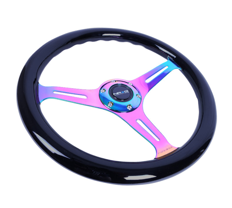 NRG Classic Wood Grain Wheel-350mm 3 Neochrome spokes-Black Paint Grip ST-015MC-BK Photo - Primary