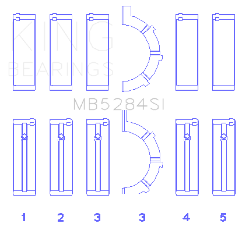King Engine Bearings Chrysler/Jeep 287Ci 4.7L (Size +0.50mm) Main Bearing Set MB5284SI0.5 MB5284SI0.5 Photo - Primary