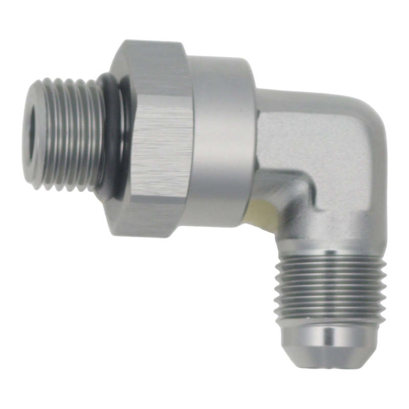 DeatschWerks 6AN ORB Male Swivel to 90-Degree 6AN Male Flare - Anodized DW Titanium 6-02-0414 6-02-0414 Photo - Primary