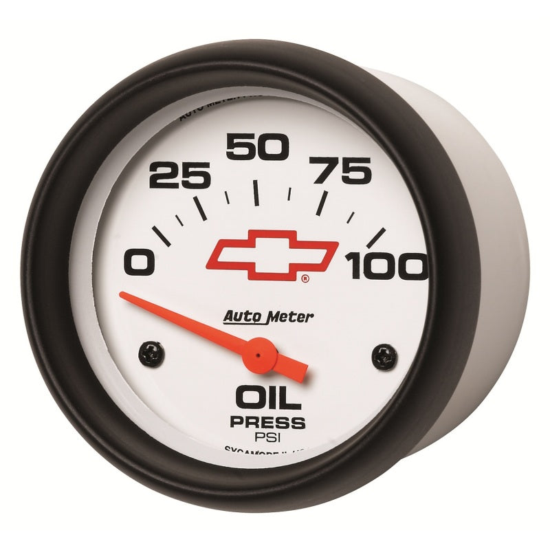 AutoMeter Gauge Oil Pressure 2-5/8in. 100PSI Electric Chevy Red Bowtie White 5827-00406 5827-00406 User 2
