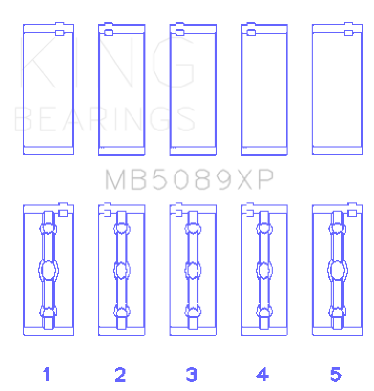 King Engine Bearings Toyota 1Rz/2Rz/3Rz (Size +0.25mm) Main Bearing Set MB5089XP0.25 MB5089XP0.25 Photo - Primary