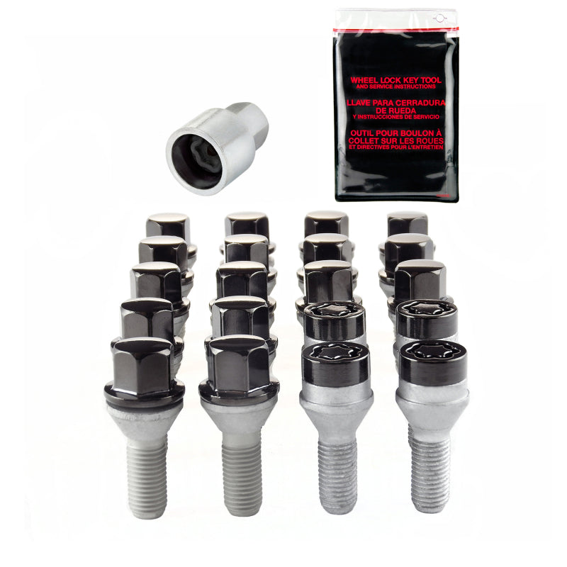 McGard 5 Lug Hex Install Kit w/Locks (Cone Seat Bolt) M12X1.25 / 17mm Hex / 25.6mm Shank L. - Black 67261BK 67261BK Photo - Primary
