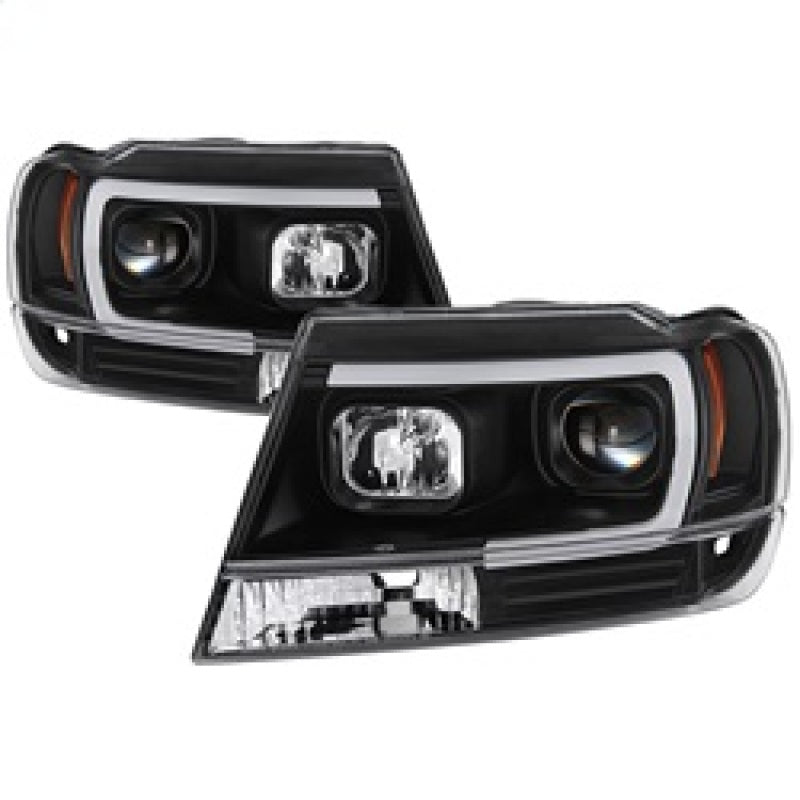 Spyder 99-04 Jeep Grand Cherokee Projector Headlights - Light Bar DRL LED - Black 5085221 5085221 Photo - Primary