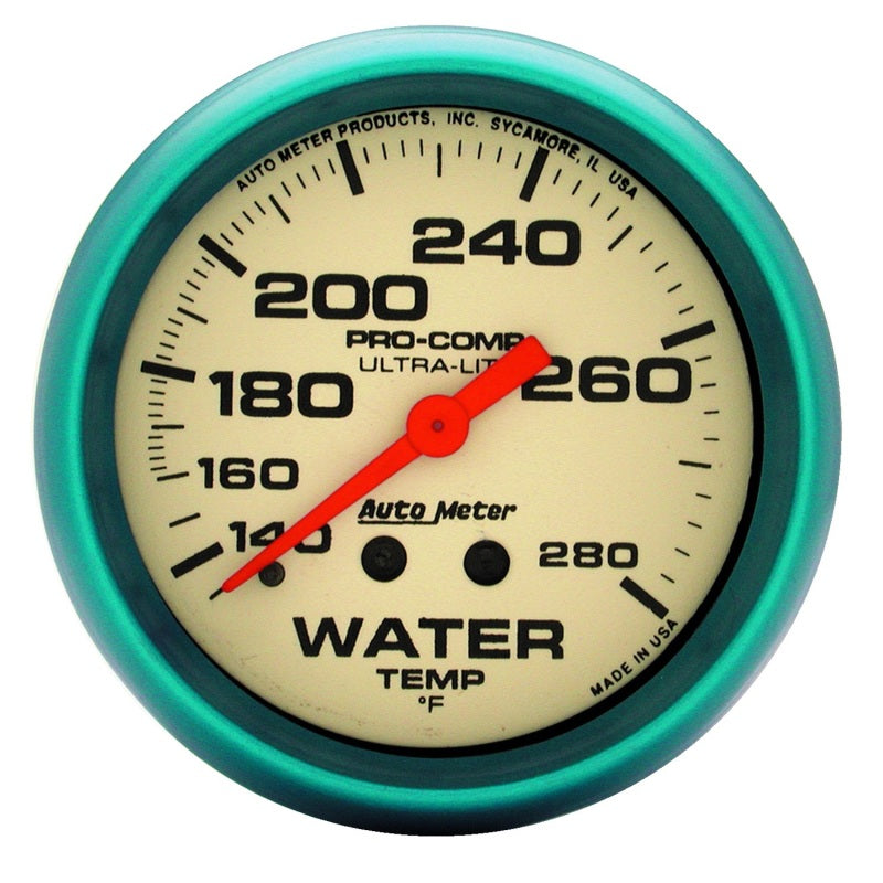 Autometer 2-5/8" Water Temperature, 140-280 °F, 4 Ft., Mechanical, Ultra-Nite 4535 Photo - Primary