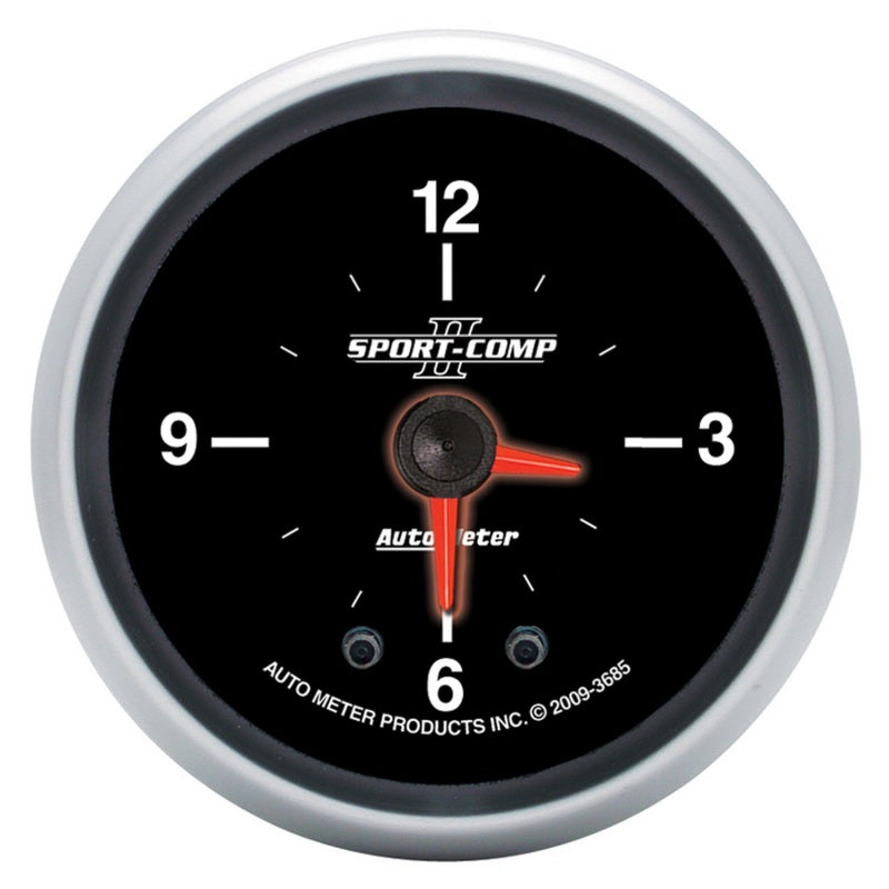 Autometer Gauge, Clock, 2 1/16", 12Hr, Analog, Sport-Comp II 3685 Photo - Primary