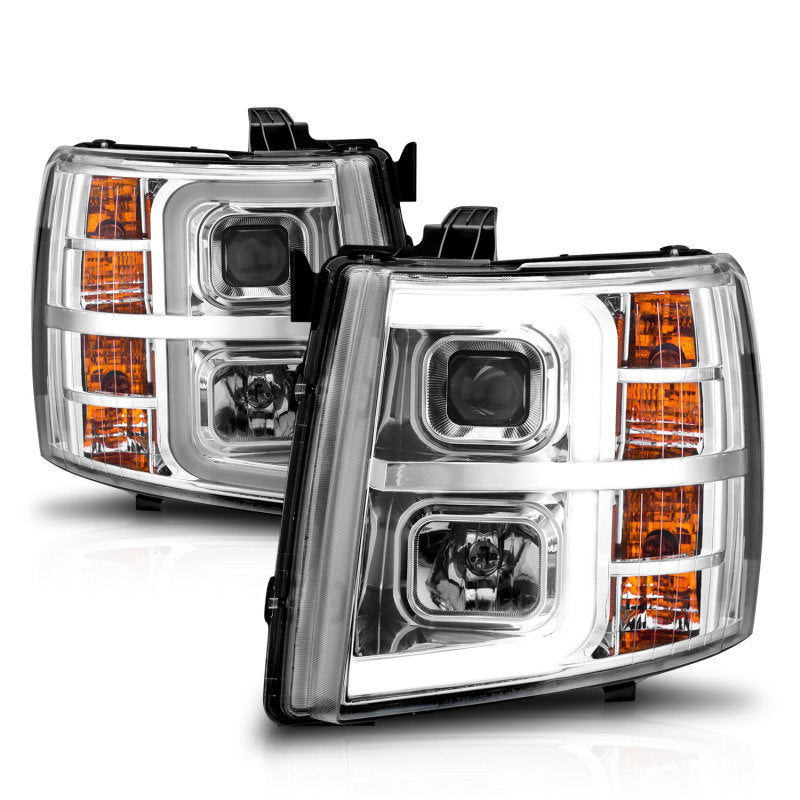 ANZO 2007-2013 Chevrolet Silverado 1500 Projector w/ Light Bar Chrome Housing w/ Sequential 111546 111546 Photo - Unmounted