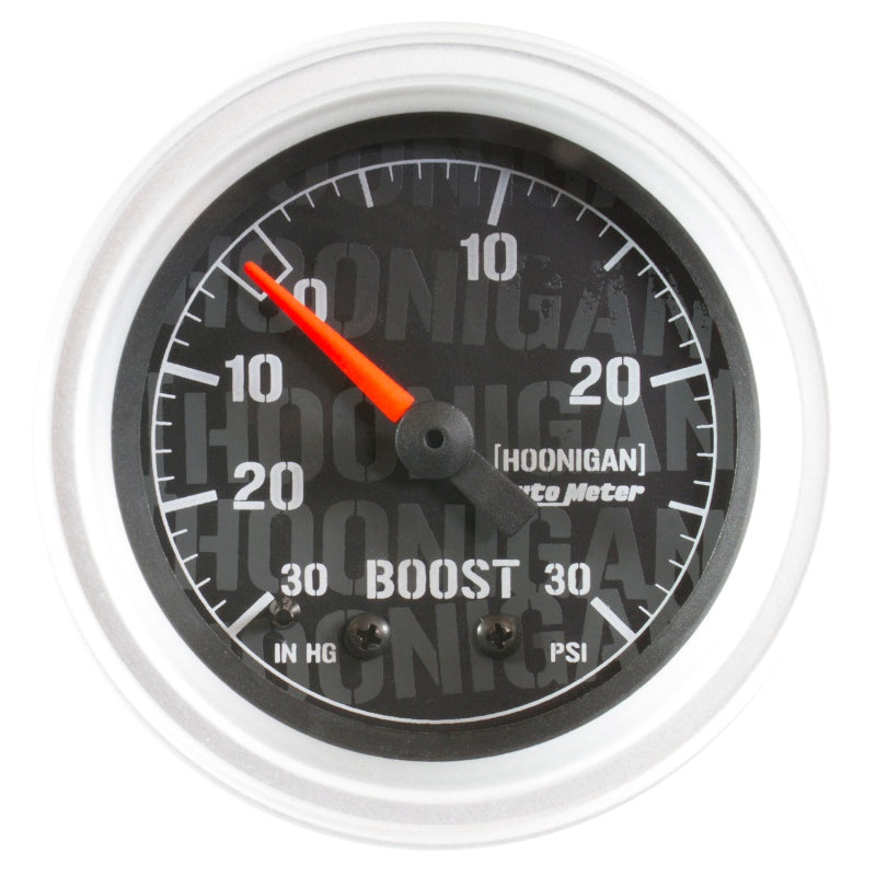 Autometer Gauge, Vac/Boost, 2 1/16", 30INHG-30Psi, Mechanical, Hoonigan 4303-09000 Photo - Primary