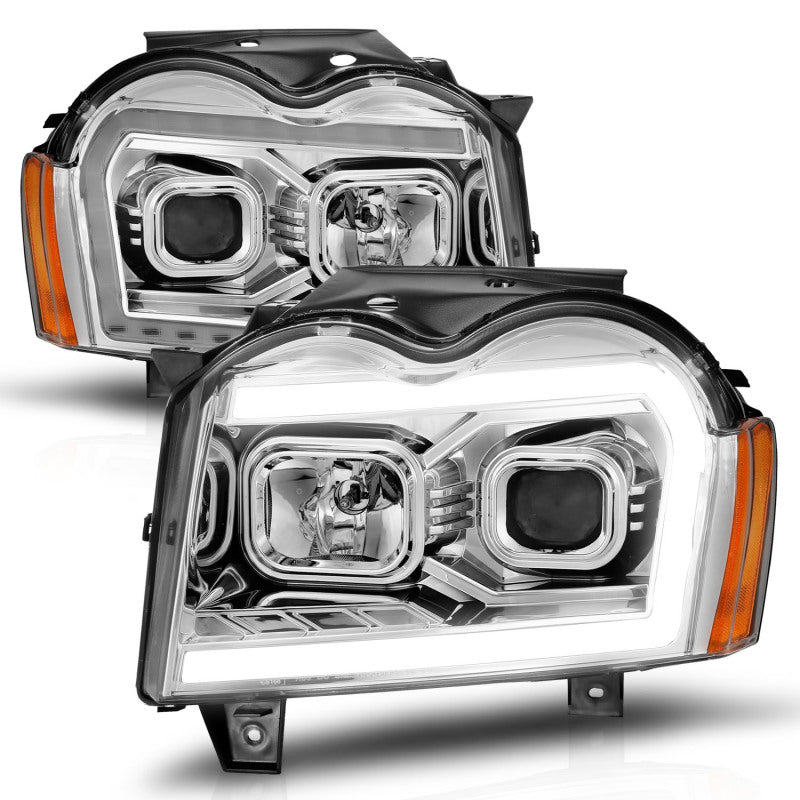 ANZO 05-07 Jeep Grand Cherokee Projector Headlights - w/ Light Bar Switchback Chrome Housing 111544 111544 Photo - Unmounted