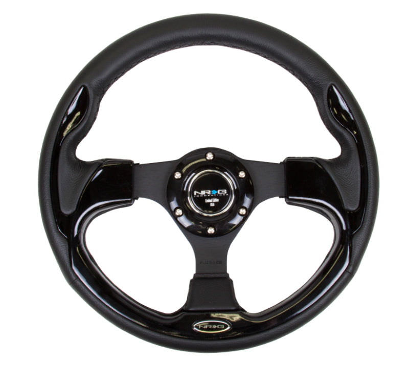 NRG Reinforced Steering Wheel- 320mm Sport Steering Wheel w/ Black Trim RST-001BK Photo - Primary