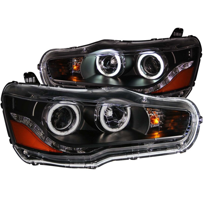 Anzo 2008-2015 Mitsubishi Lancer Projector Headlights w/ Halo Black (CCFL) 121428 Photo - Primary