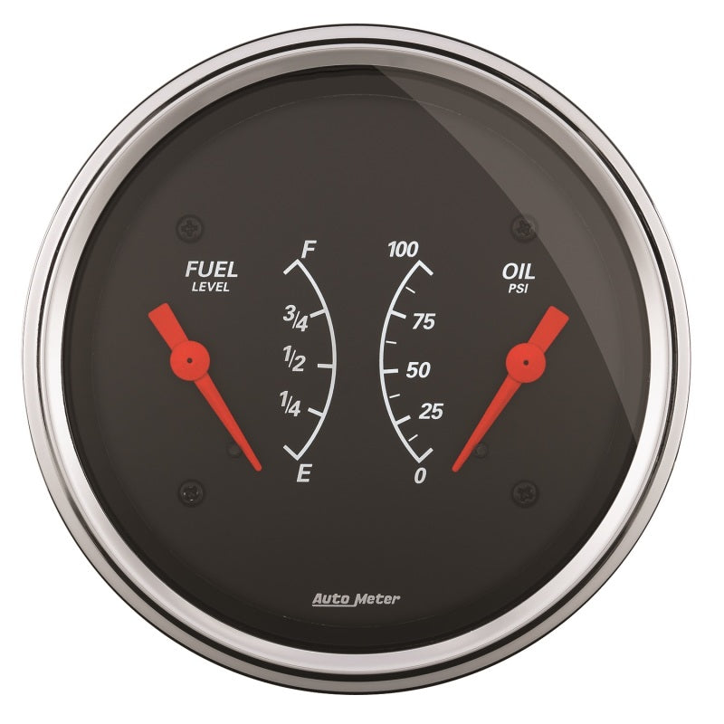 AutoMeter Gauge Dual Fuel & Oilp 3-3/8in. 240 Ohm(e) to 33 Ohm(f) & 100PSI Elec Designer Black 1413 1413 Photo - Primary