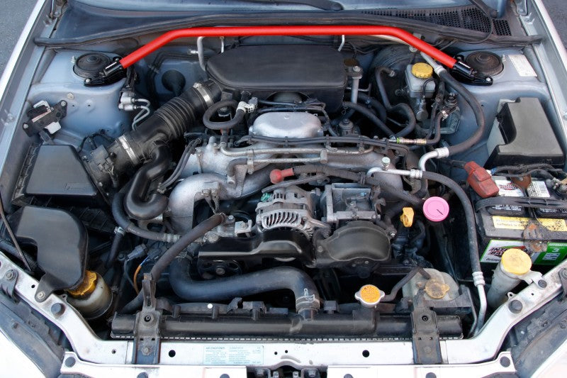 Perrin 02-07 Subaru Impreza (WRX/STi/RS/2.5i) / 04-08 Forester Front Strut Brace - Red PSP-SUS-052RD PSP-SUS-052RD Photo - Primary