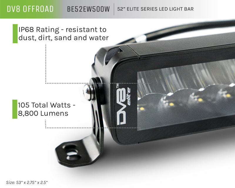 DV8 Offroad 52in Elite Series Light Bar 500W LED - Black BE52EW500W BE52EW500W User 8
