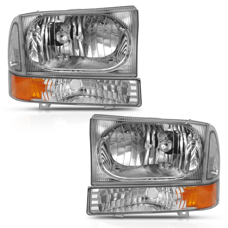 ANZO 2000-2004 Ford Excursion Crystal Headlight w/ Corner Light Chrome Amber (w/o Bulb) 111458 111458 Photo - Primary