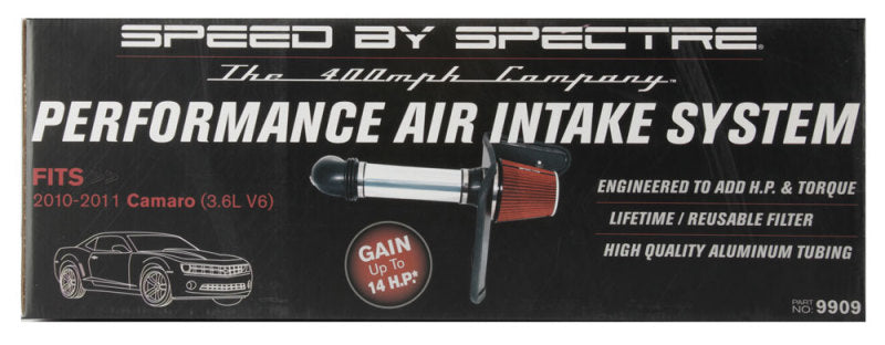 Spectre 10-11 Chevy Camaro V6-3.6L F/I Air Intake Kit - Clear Anodized w/Red Filter 9909 9909 Photo - in package