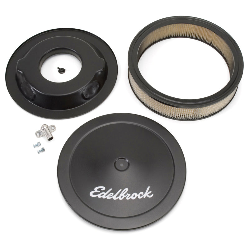 Edelbrock Air Cleaner, Pro-Flo Series, Round, Steel Top, Paper Element, 14" Dia. 1223 Photo - out of package