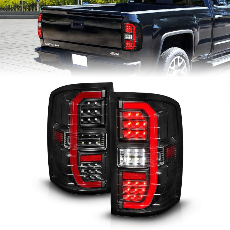 ANZO 14-18 GMC Sierra 1500 Full LED Taillights Black Housing Clear Lens (w/C Light Bars) 311464 311464 Photo - Primary
