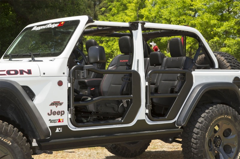 Rugged Ridge Tube Doors Kit, Front, Textured Black, Mirrors; 18-18 Jeep Wrangler JL 11509.15 Photo - Mounted