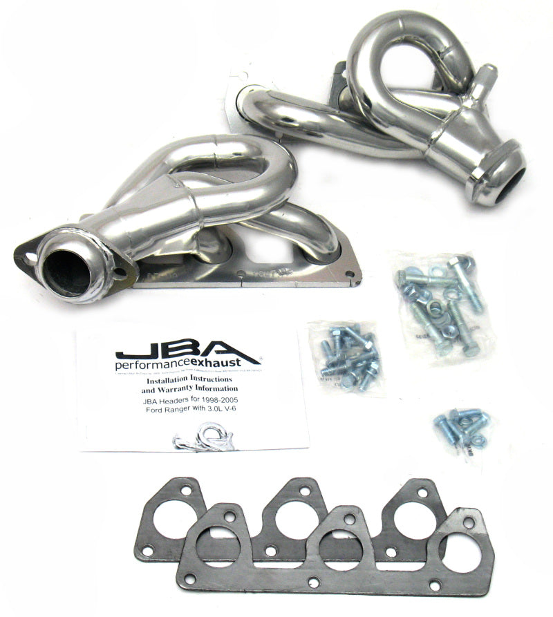 JBA 98-01 Ford Ranger 3.0L V6 w/EGR 1-1/2in Primary Silver Ctd Cat4Ward Header 1647SJS 1647SJS Photo - Primary