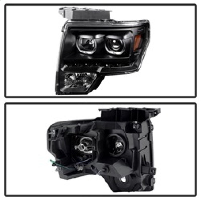 SPYDER Xtune Ford F150 09-14 Projector Headlights Halogen Model Only LED Halo Black PRO-JH-FF15009-CFB-BK 9032226 9032226 Photo - Unmounted