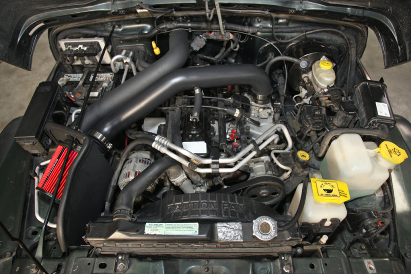 Spectre 97-06 Jeep Wrangler L6-4.0L F/I Air Intake Kit - Tex. Black w/Red Filter 9050 9050 Photo - Mounted