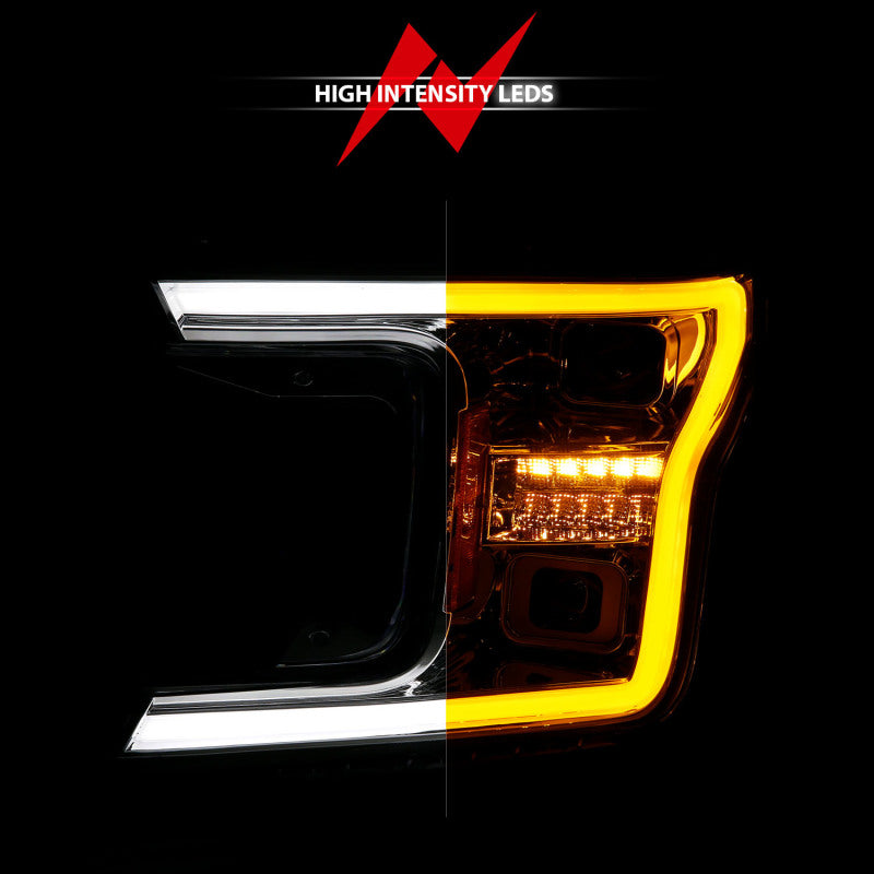 ANZO 18-20 Ford F-150 (w/o Fctry LED) Full LED Proj Headlights w/Light Bar Swtchbk Seq. Chrome w/Int 111571 111571 Photo - Unmounted